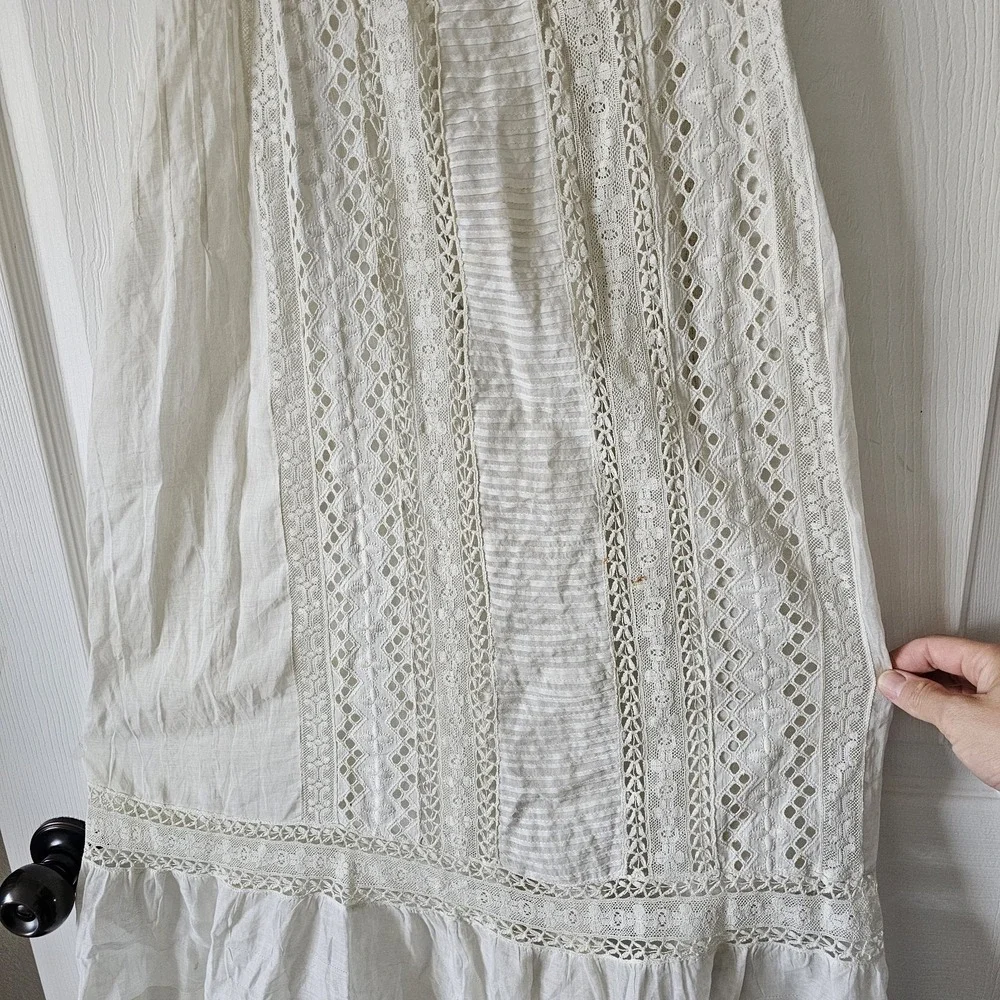 1900s Antique Edwardian White Summer Garden Lawn Dress Lace Linen Tea Gown #68 - Picture 6 of 14